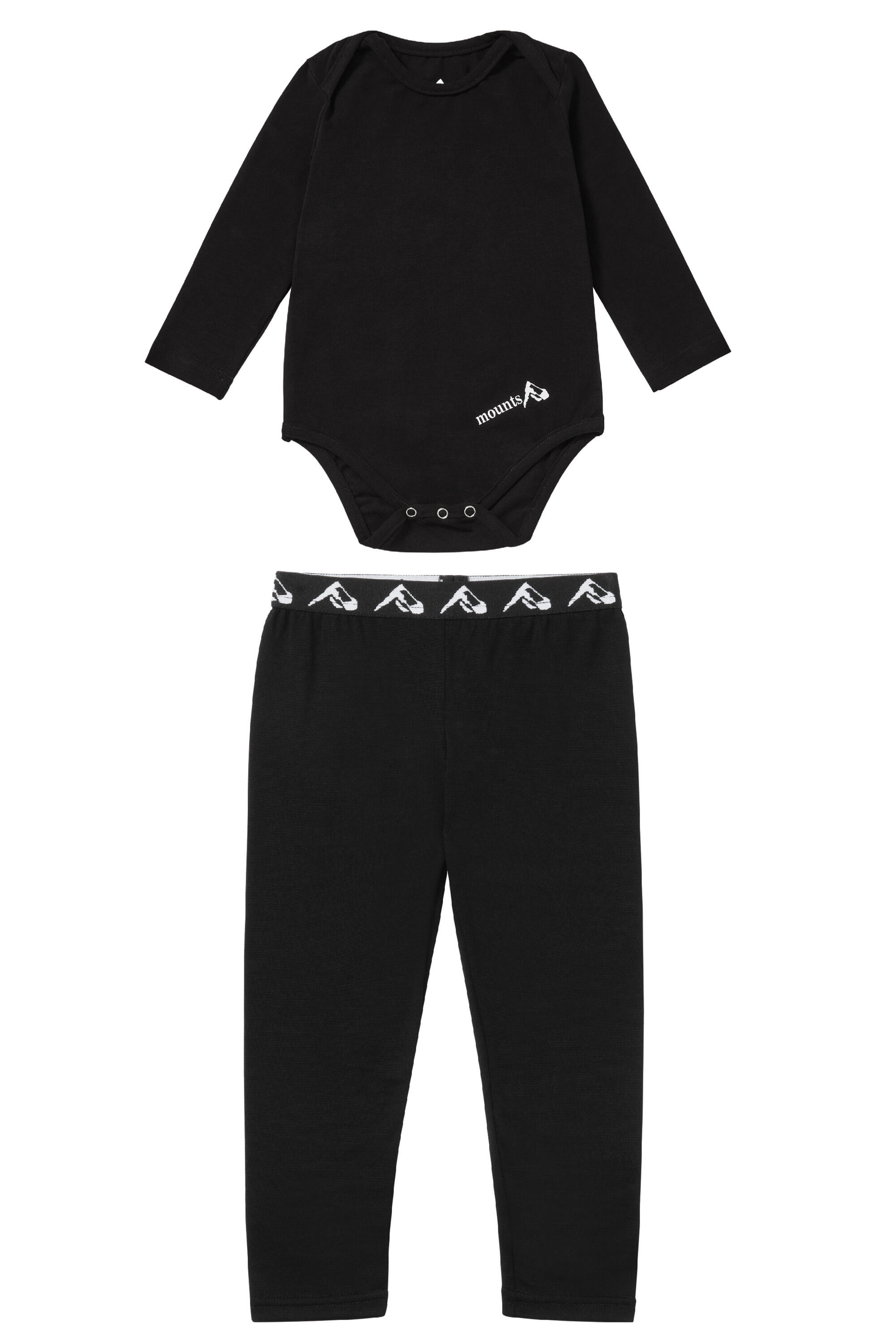 BABY Cotton Thermal Onsie - SKI/ HIKE/ CAMP - BLACK 2/4