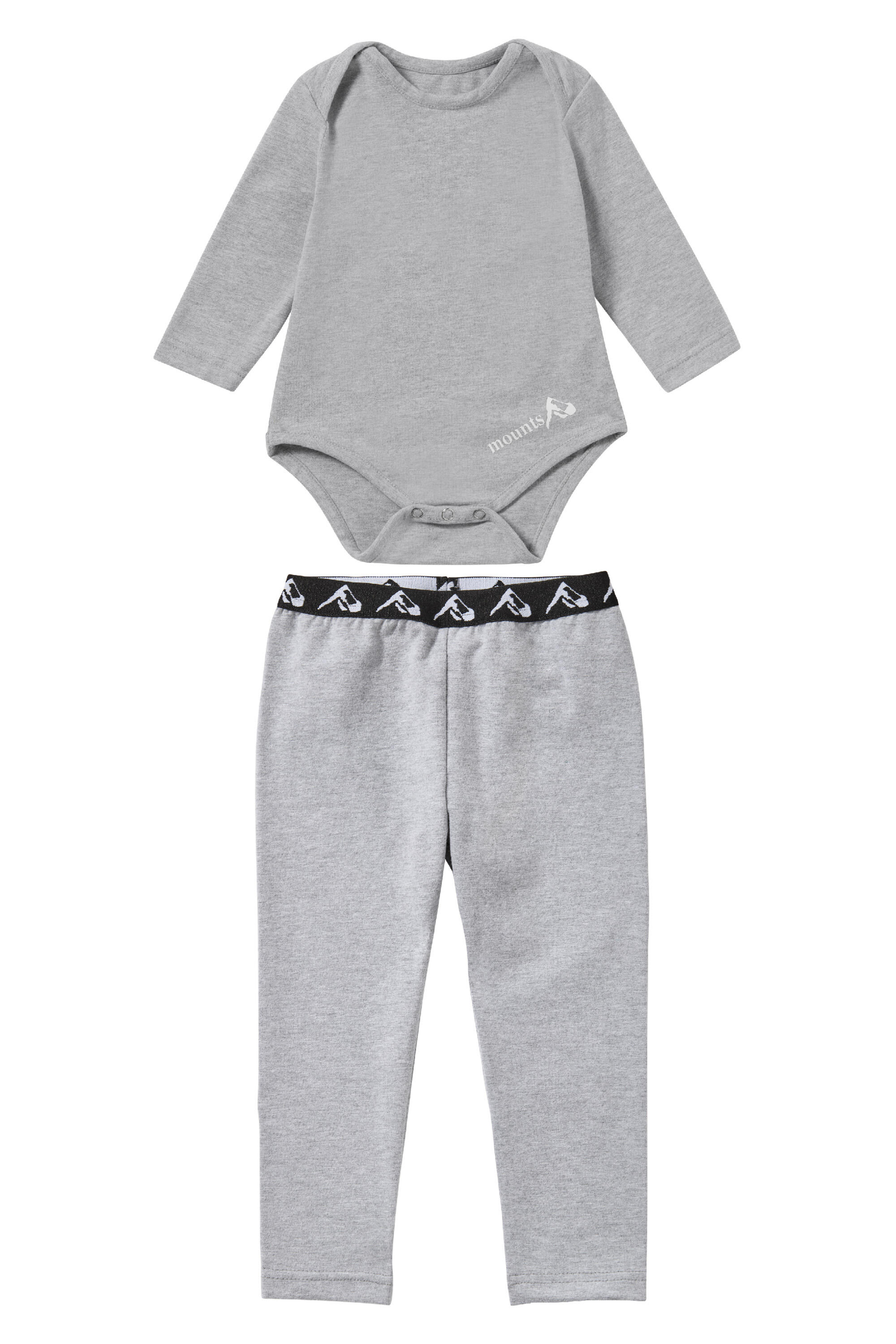 BABY Cotton Thermal Onesie  - SKI/ HIKE/ CAMP - GREY 2/4