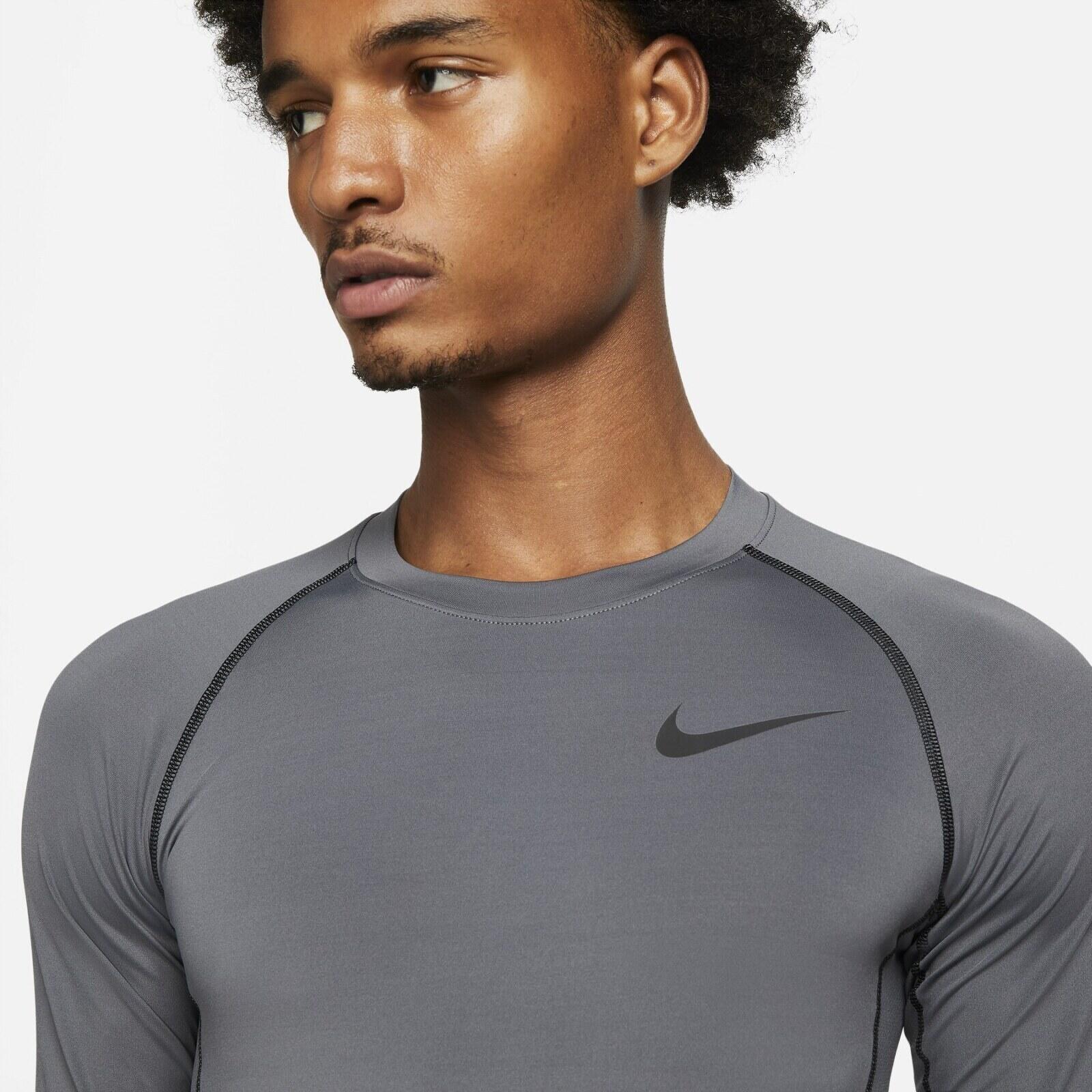 Maglie maniche lunghe da palestra uomo nike grigio 3/5