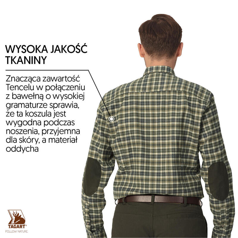Koszula myśliwska męska Tagart Willow Green Regular ozdobne guziki i łaty