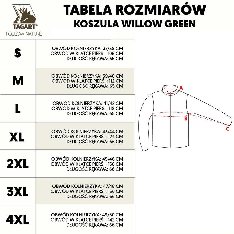 Koszula myśliwska męska Tagart Willow Green Regular ozdobne guziki i łaty