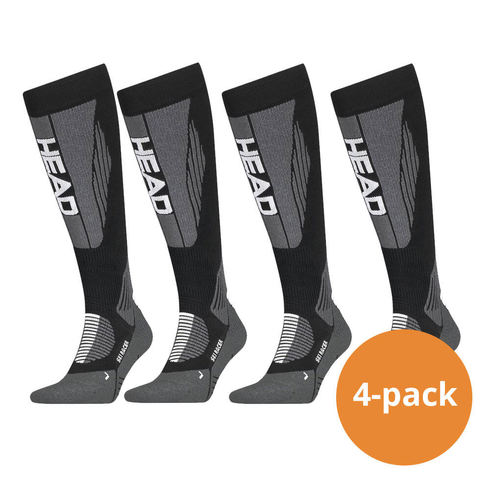 HEAD HEAD Skisokken Unisex Racer Kneehigh 4-pack Black/White