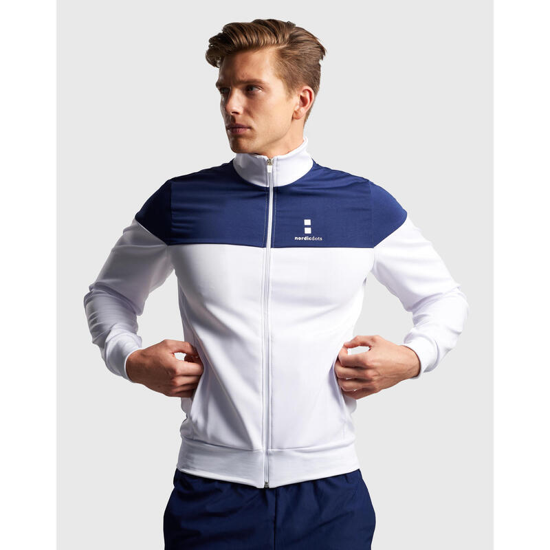 Veste de Tennis/Padel Performance Homme Blanc/Bleu Marine