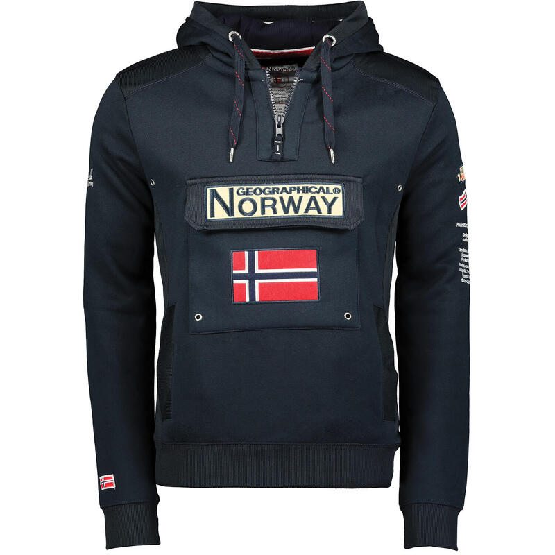 Sudadera De Hombre geographical norway gymclass tie dye negro men bolsillo canguro para con logo