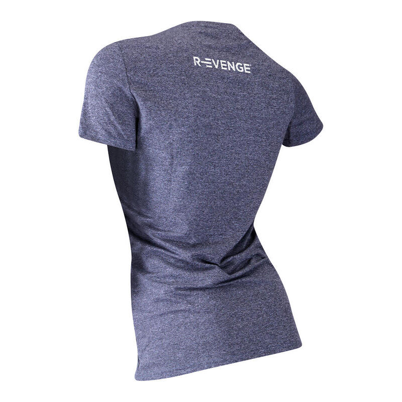 Technisch T-shirt met korte mouwen damen Fitness Running Cardio Melange Blue