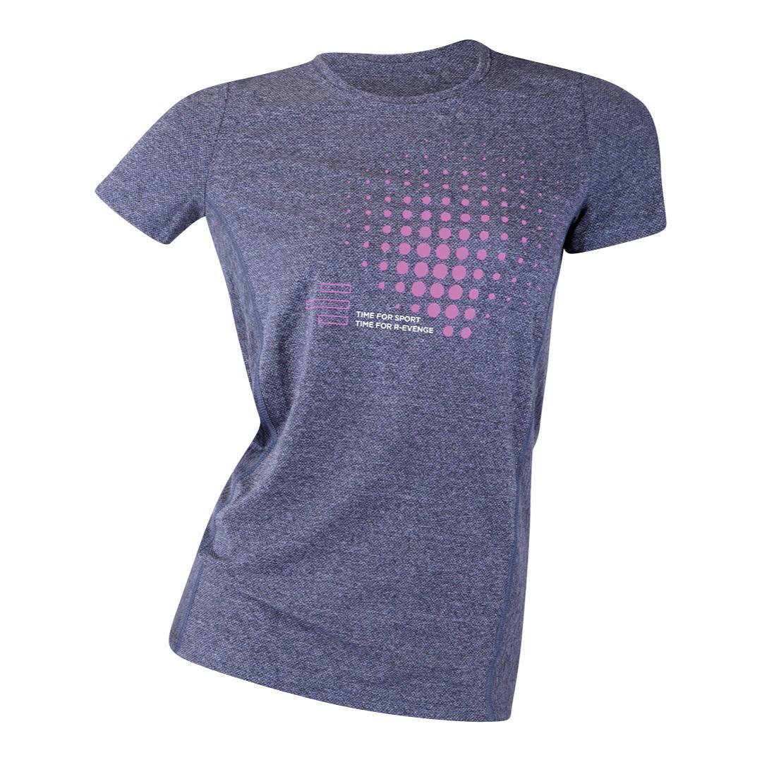 Technisch T-shirt met korte mouwen damen Fitness Running Cardio Melange Blue 2/5