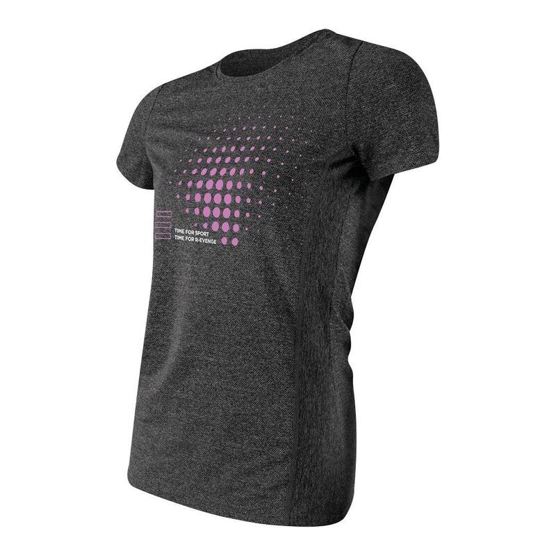 Technisch T-shirt met korte mouwen damen Fitness Running Cardio Melange grijs