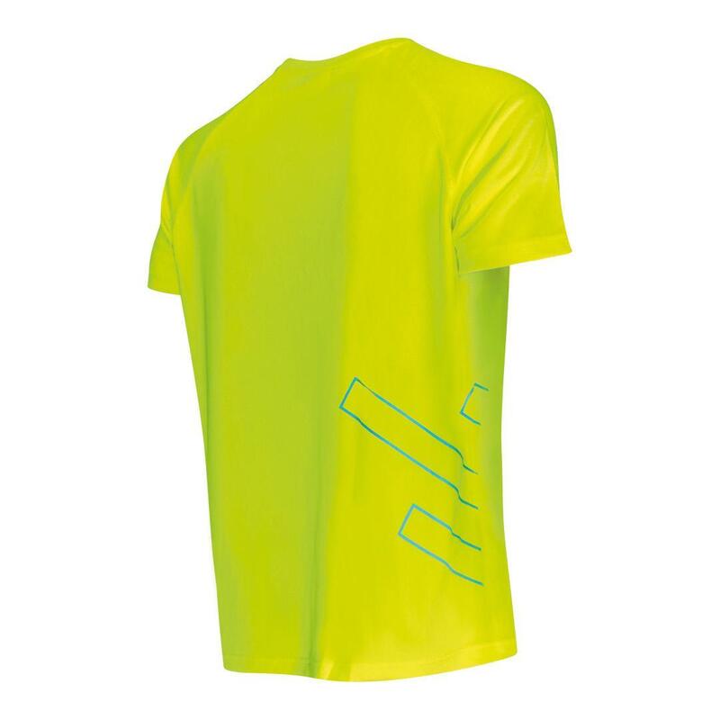 Camiseta de manga corta hombre fitness running cardio amarillo fluo