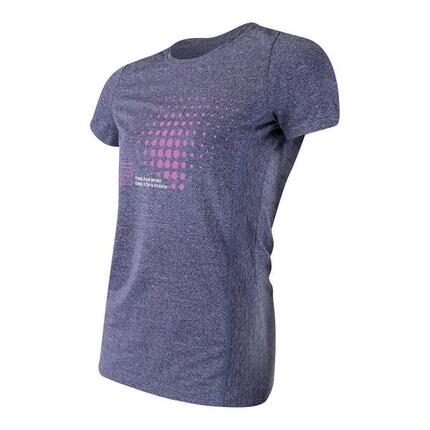 T-shirt technique femme manches courtes Fitness Running Cardio Melange Blue