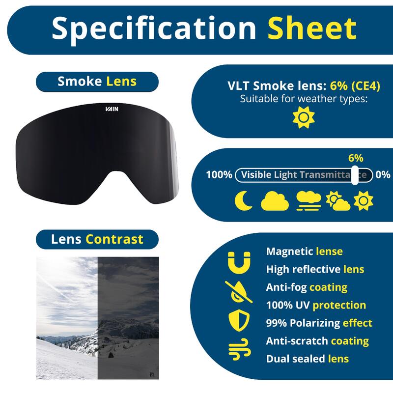 Masque de ski Slopester lentille Smoke - CE4 - temps ensoleillé - anti-buée