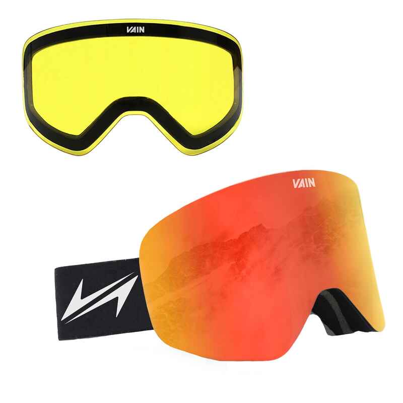 Skibrillenpaket Scarlet - beschlagfrei - UV400 - rote + gelbe linse