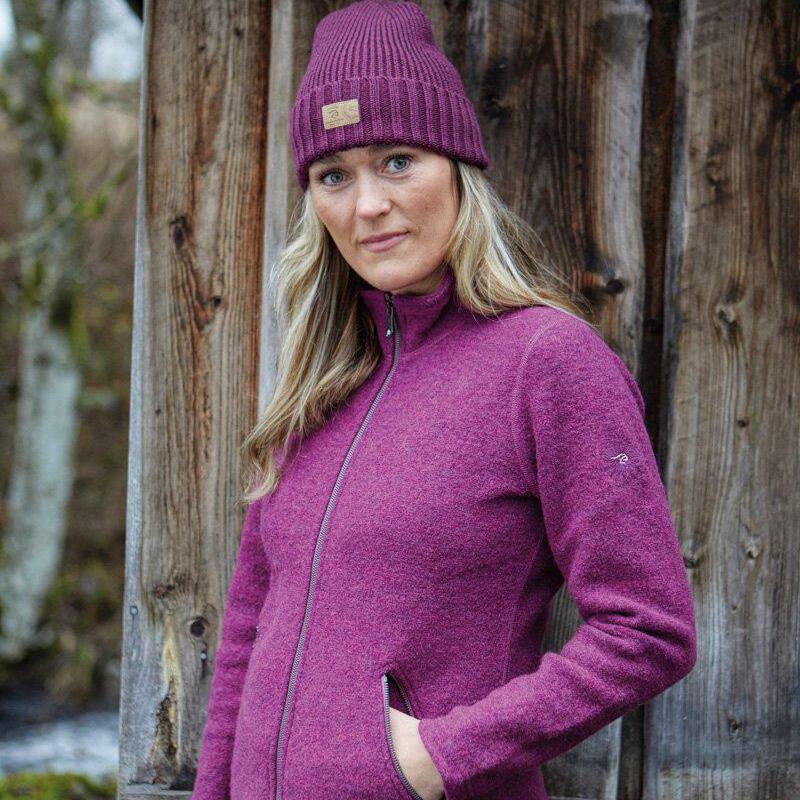 Cardigan en laine Bella FZ pour femme - Lilas - Rose