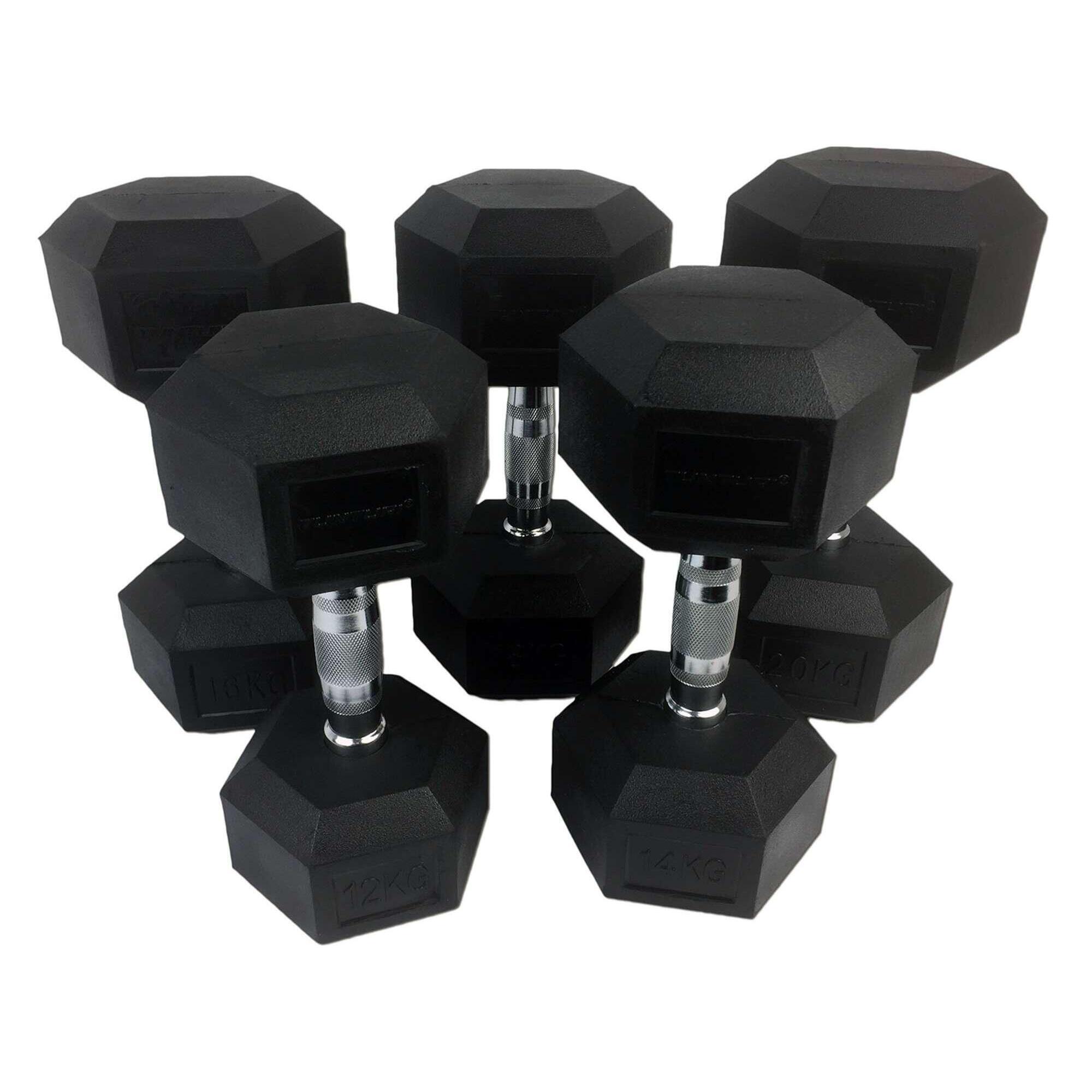 Dumbbell set Tunturi Hexa 12 - 20 kg (total 160 kg, 5 pairs)