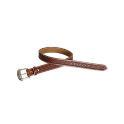 Ceinture western en cuir avec motif panier