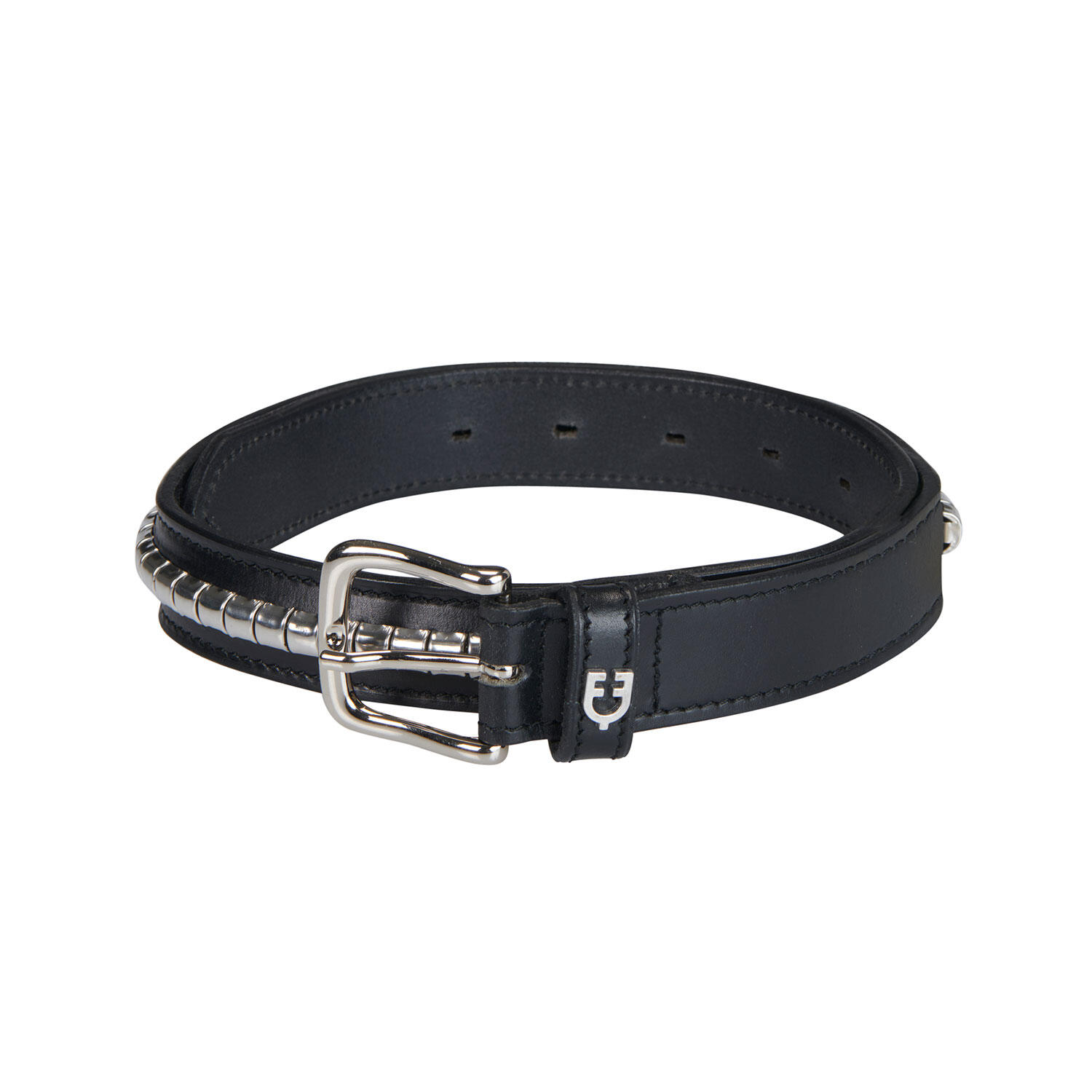 EQUESTRO Cintura equitazione in cuoio con clincher argento