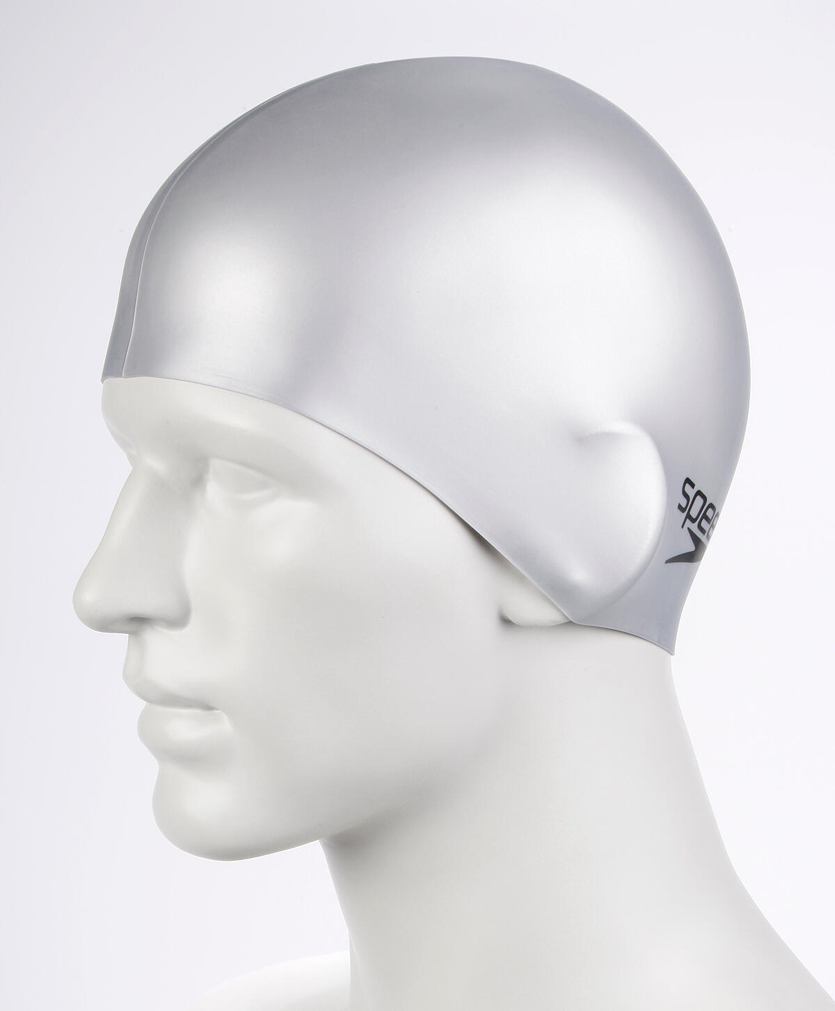 SPEEDO Swimcap Plain Flat Silicone Silver 2/4