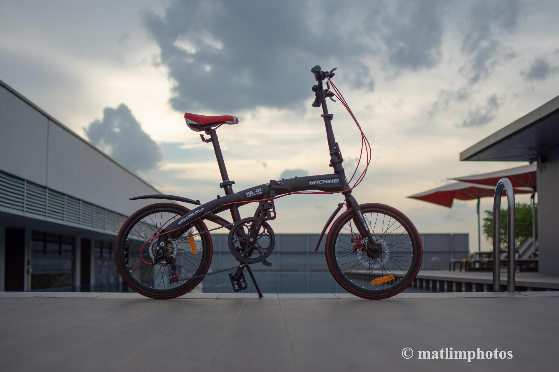 Foldable Bicycle HA-01 | 20 Inch 7 Speed Shimano | Black Red