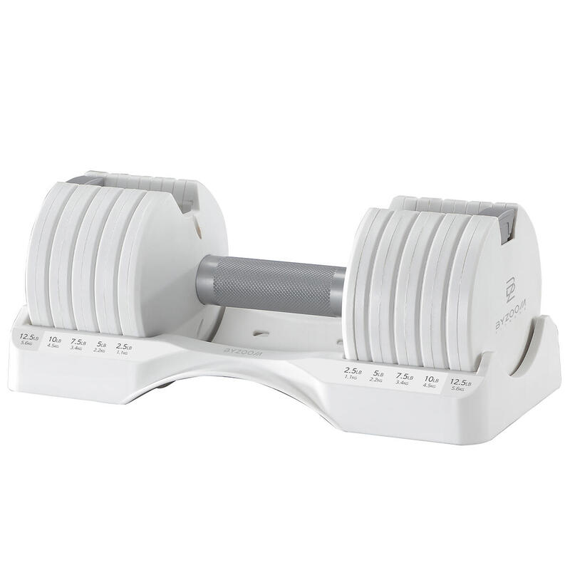 ByZoom Pure Series 12.5LB Adjustable Dumbbell (1 Pc) - White