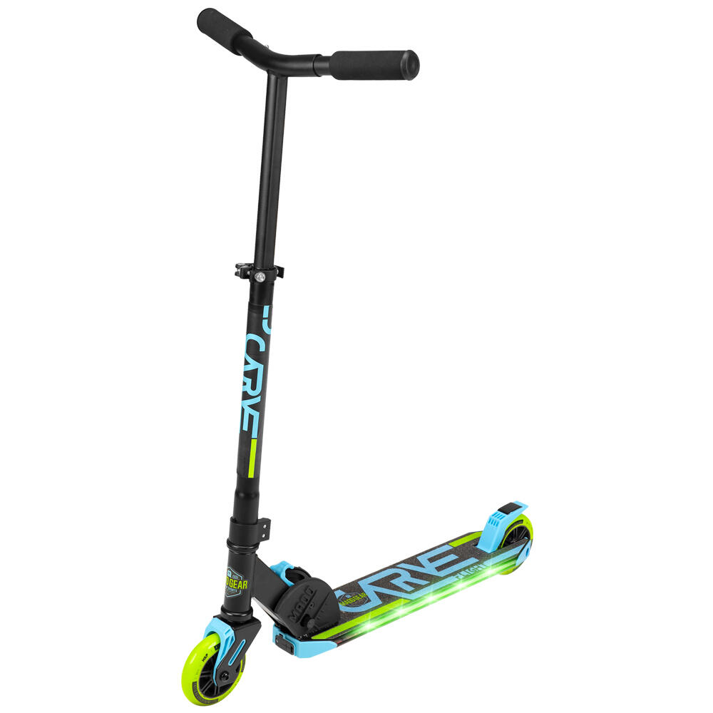 MADD GEAR PRO MADD GEAR CARVE FLIGHT LIGHT UP FOLDING SCOOTER – AGES 4 YEARS+ - BLUE/LIME