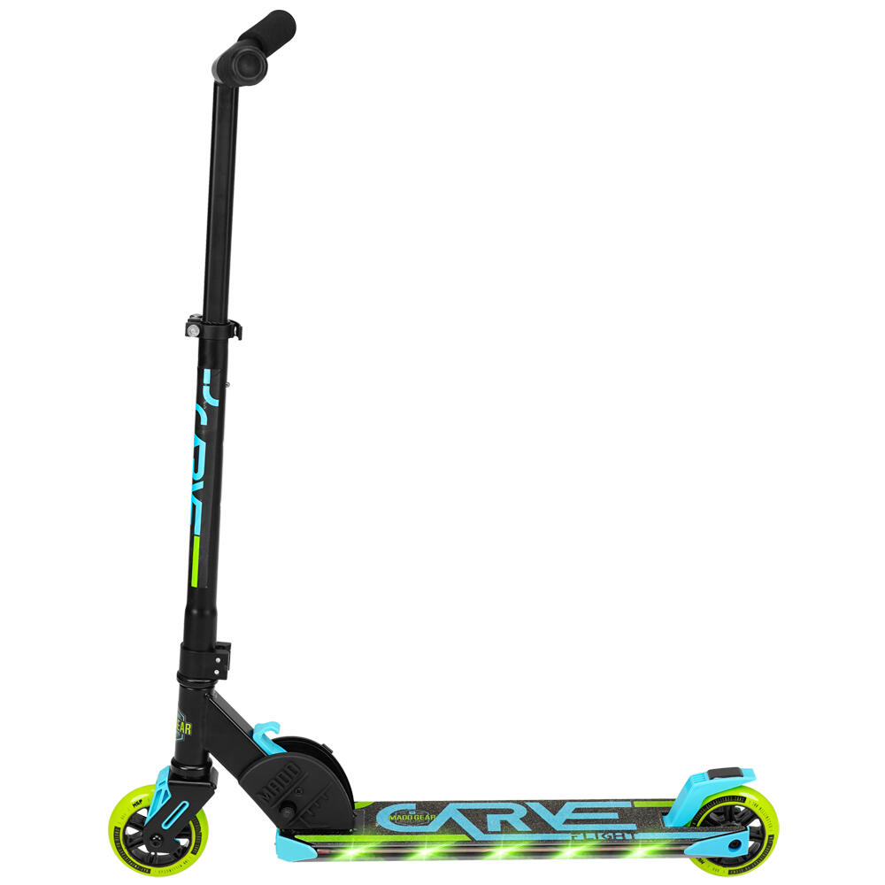 MADD GEAR CARVE FLIGHT LIGHT UP FOLDING SCOOTER – AGES 4 YEARS+ - BLUE/LIME 3/5