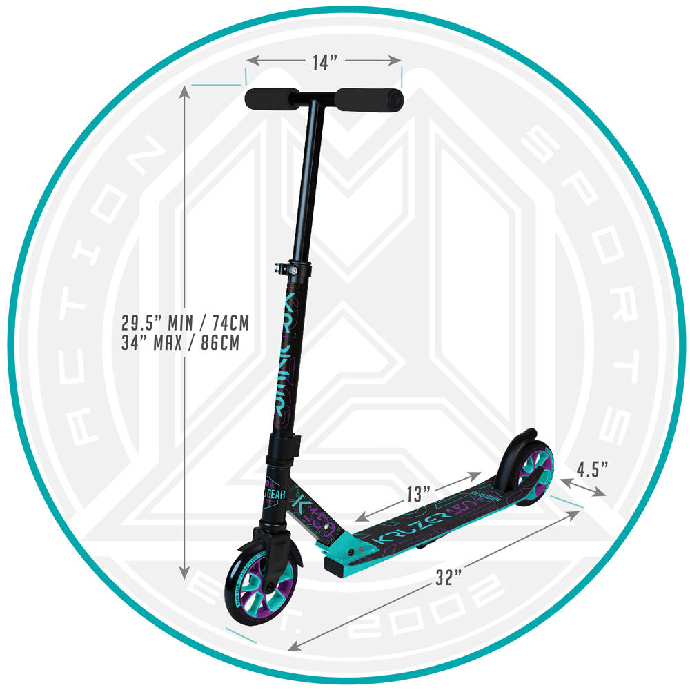 MADD GEAR CARVE KRUZER 150 BIG WHEEL COMMUTER FOLDING SCOOTER – BLACK/TEAL 5/5