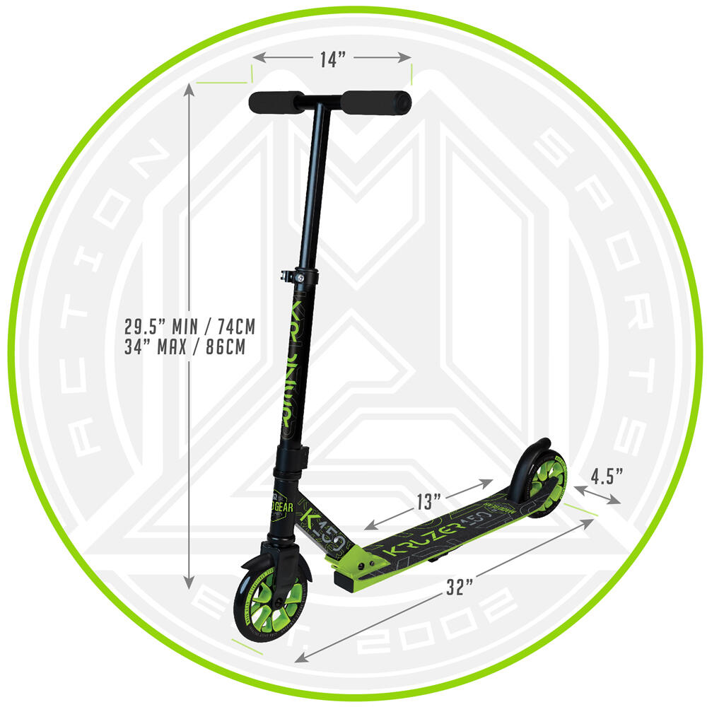 MADD GEAR CARVE KRUZER 150 BIG WHEEL COMMUTER FOLDING SCOOTER – BLACK/LIME 5/5