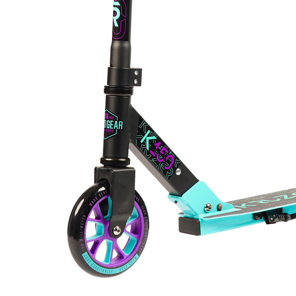 MADD GEAR CARVE KRUZER 150 BIG WHEEL COMMUTER FOLDING SCOOTER – BLACK/TEAL 4/5