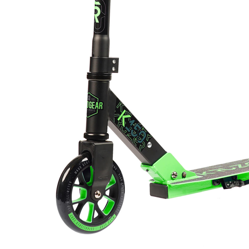 MADD GEAR CARVE KRUZER 150 BIG WHEEL COMMUTER FOLDING SCOOTER – BLACK/LIME 4/5