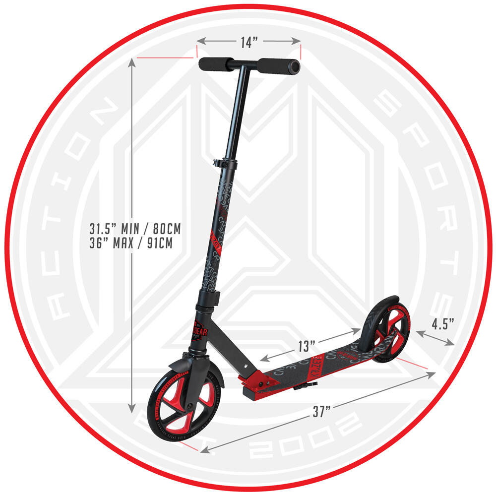 MADD GEAR CARVE KRUZER 200 BIG WHEEL COMMUTER FOLDING SCOOTER – BLACK/RED 4/5