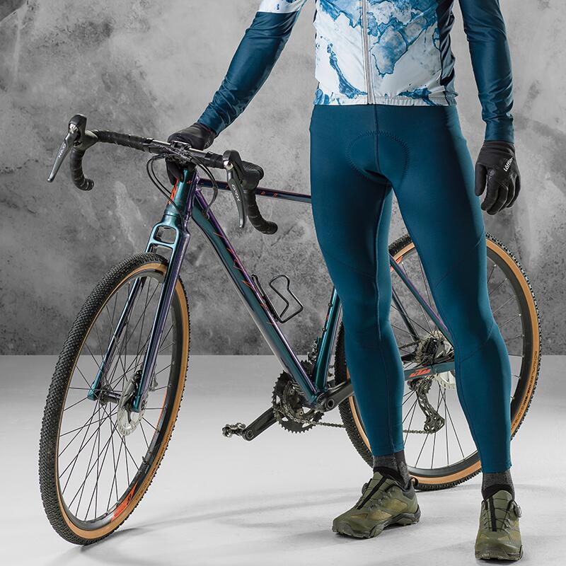 Fietsbroek lang M Bike Bib Tights Thermo Elastic voor heren - Blauw