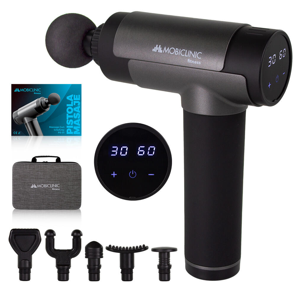 Pistola de massagem muscular Portátil Ecrã LCD 6 Cabeças 30 níveis S-01