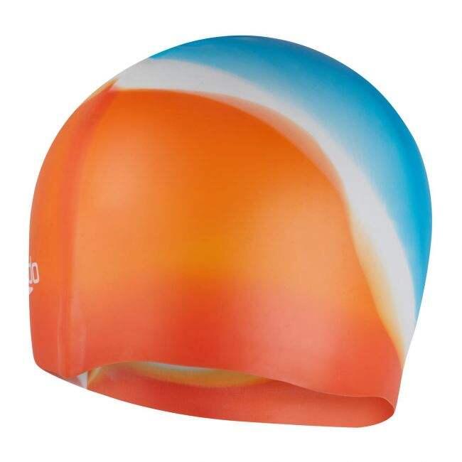 Speedo Multi Colour Silicone Cap - Hypersonic Blue/ Volcanic Orange 2/3