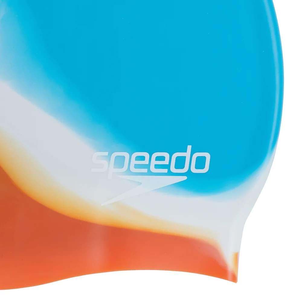 Speedo Multi Colour Silicone Cap - Hypersonic Blue/ Volcanic Orange 3/5