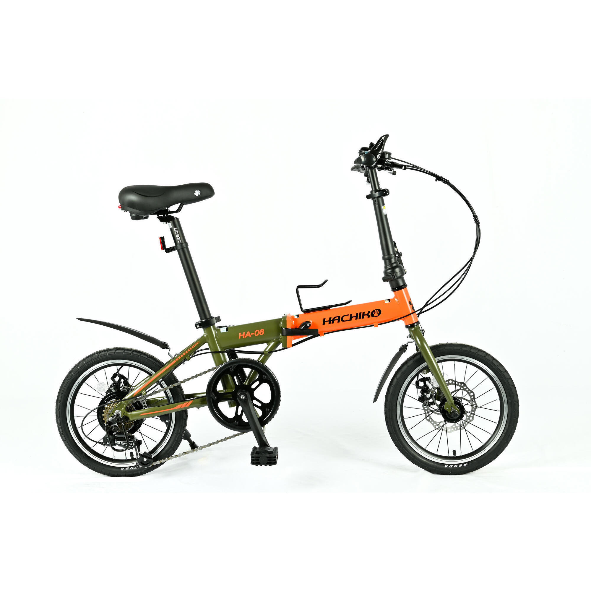 Hachiko HA 06 Foldable Bicycle 16 Inch 7 Speed Shimano Orange Green