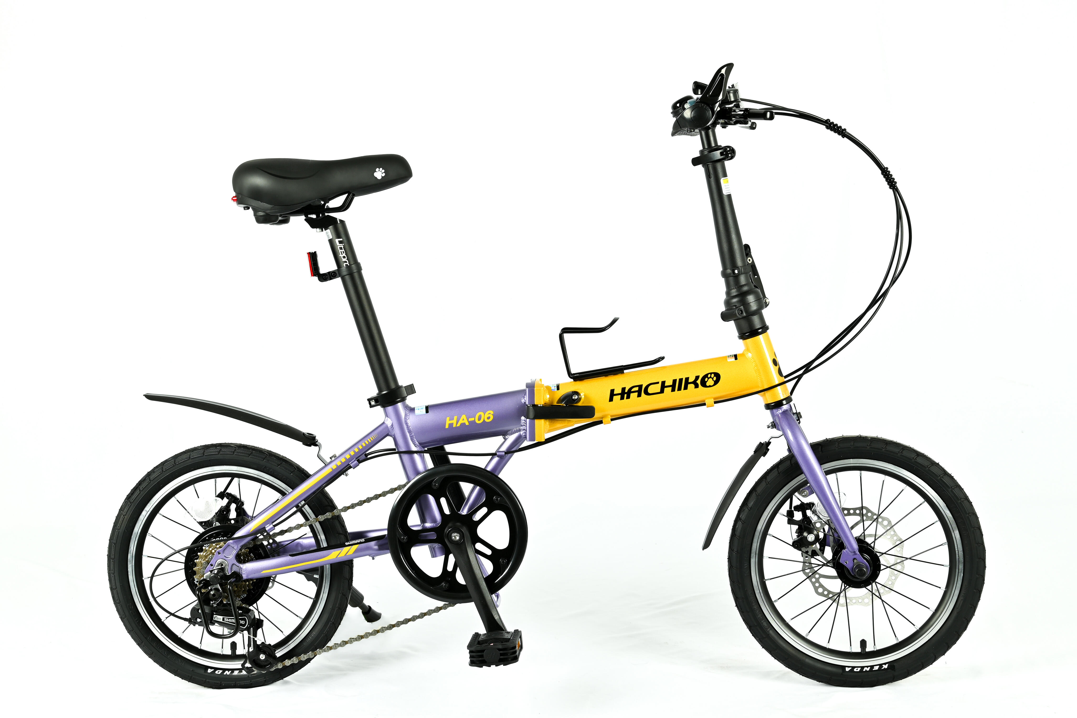 Hachiko HA 06 Foldable Bicycle 16 Inch 7 Speed Shimano Purple Gold