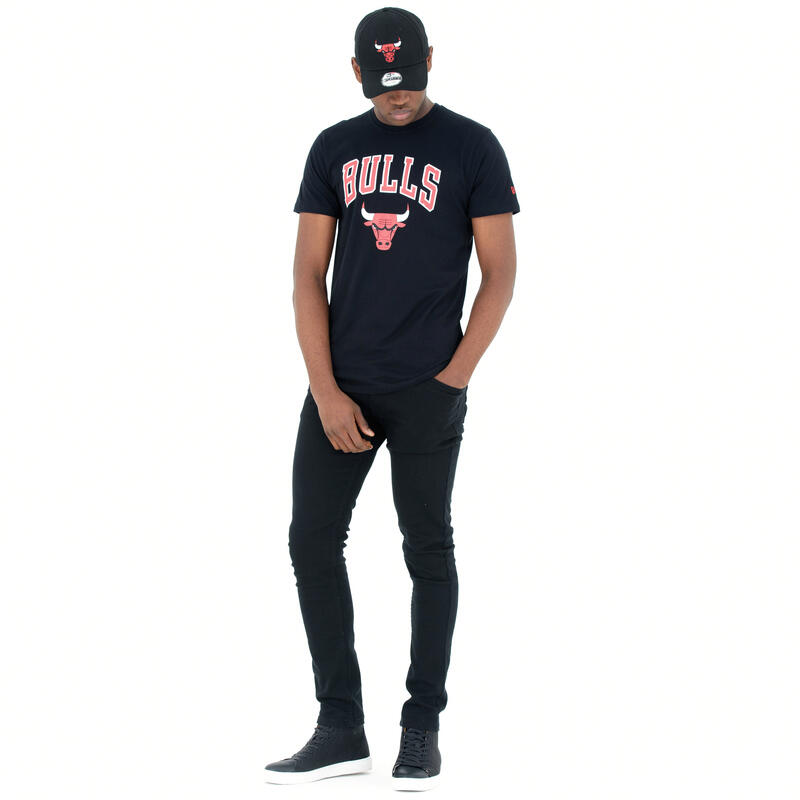 T-shirt de Basquetebol 100% Algodão Team Chicago Bulls Preto