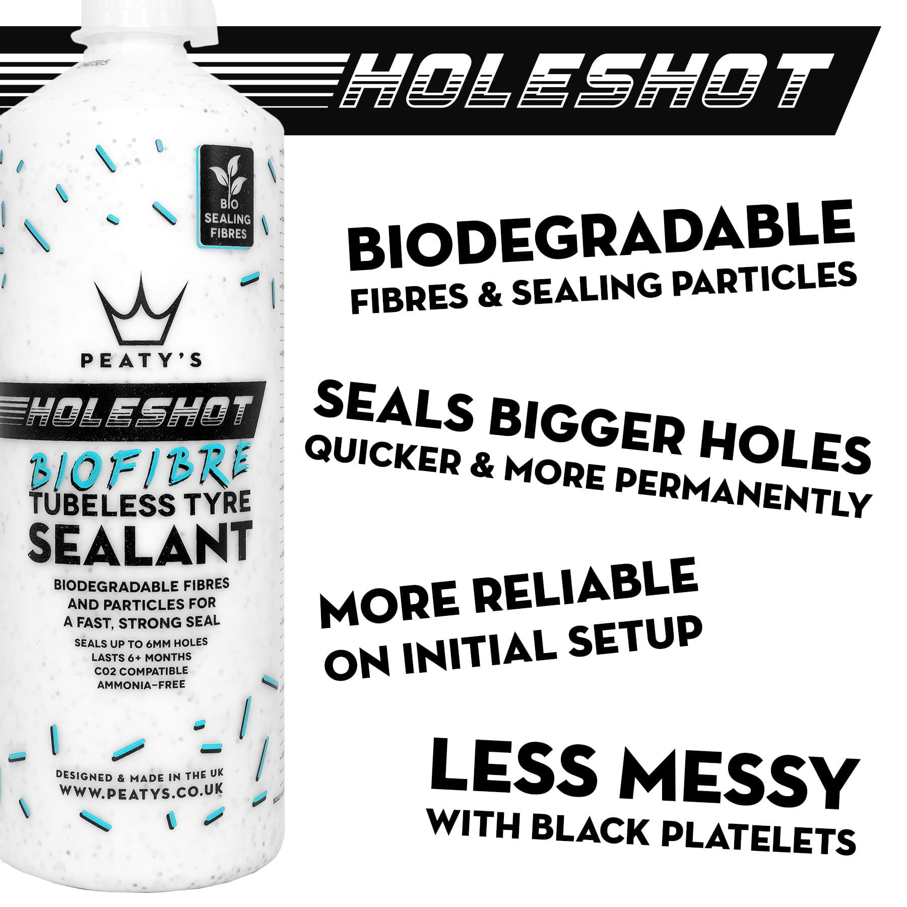 Peatys Holeshot BioFibre Tubeless Tyre Sealant 1L 2/2