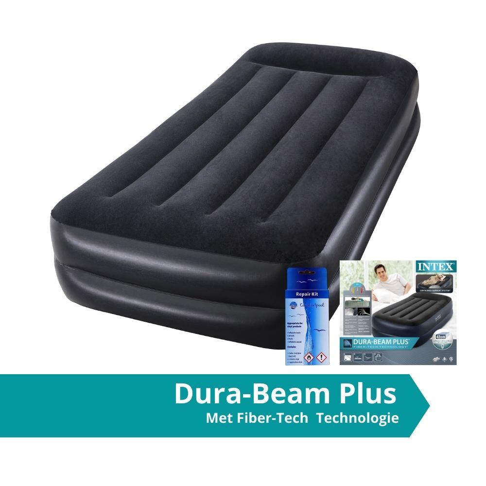 Intex - Pillow Rest Raised Twin - Lit Gonflable - 191x99x42cm - Compris Les Accessoires - Matelas Gonflable - Bleu - Taille Unique - Decathlon