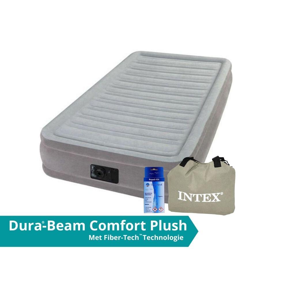 INTEX Comfort-Plush 'Twin' - 1 Persoons Luchtbed - 191x99x33cm - Inclusief accessoires