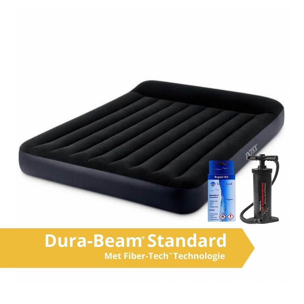 Intex - Pillow Rest Classic - Lit Gonflable - 203x152x25cm - Compris Les Accessoires - Matelas Gonflable - Bleu - Taille Unique - Decathlon