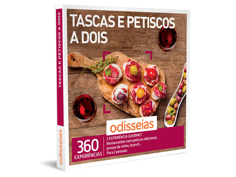 Pack presente - tascas e petiscos a dois - experiência gourmet para 2 pessoas