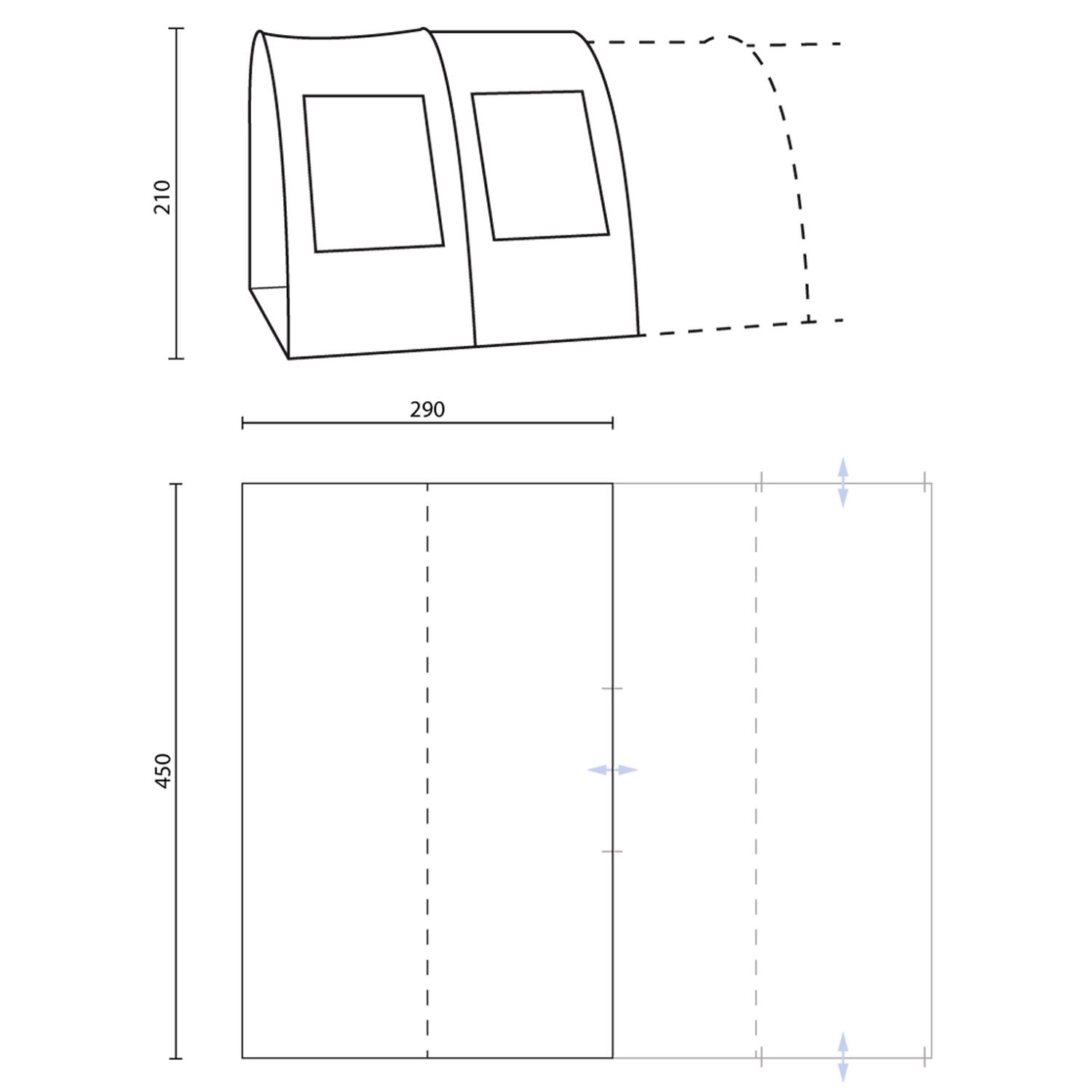 Auvent avancé Canopy Gotland 6 – Extension pour tente tunnel Gotland 6 Skandika 2/3
