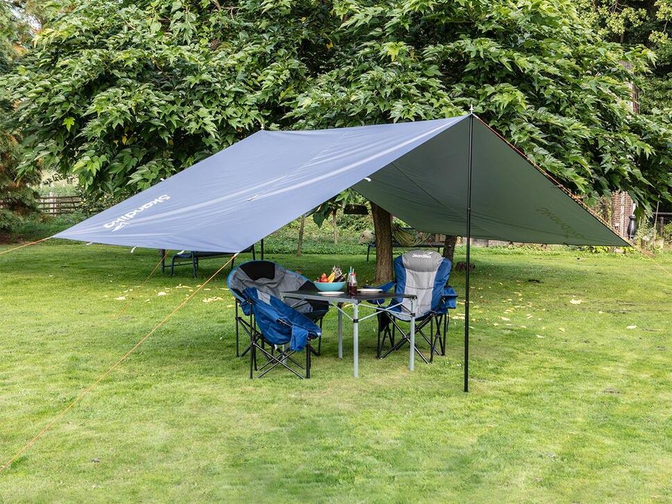 Płachta biwakowa tarp XL, 5m x 3m, z masztami teleskopowymi