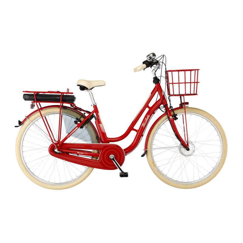 FISCHER City E-Bike CITA RETRO 2.0 rot glänzend 28 Zoll RH 48 cm 317 Wh