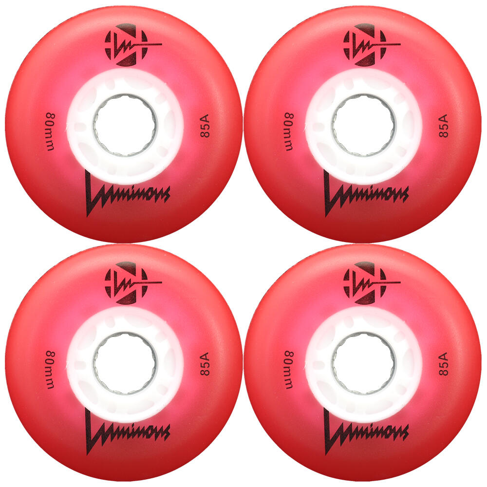 LUMINOUS LED LIGHT UP INLINE SKATE WHEELS RED 80 MM – SET OF 4 1/5