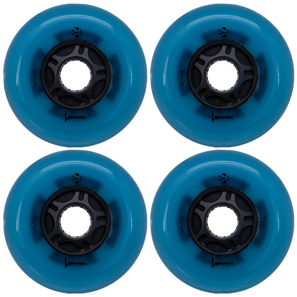 LUMINOUS LUMINOUS LED LIGHT UP INLINE SKATE WHEELS BLUE GLOW 90 MM – SET OF 4