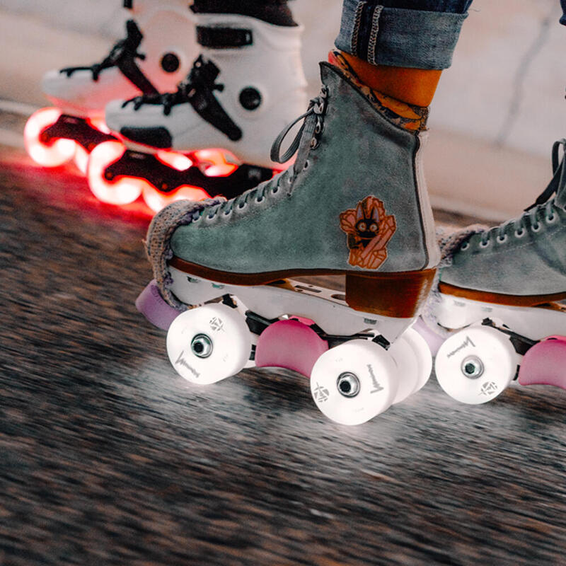 LUMINOUS LED LIGHT UP ROLLER SKATE WHEELS PINK PINK FOREST 62 MM 85A
