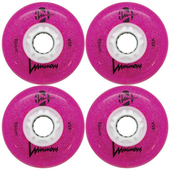 LUMINOUS Roue Inline 85A Paillettes Rose [x4]