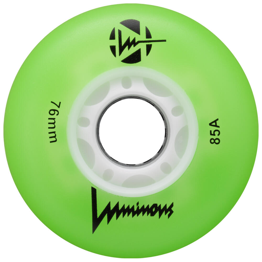 LUMINOUS LED LIGHT UP INLINE SKATE WHEELS GREEN 76 MM – SET OF 4 2/5