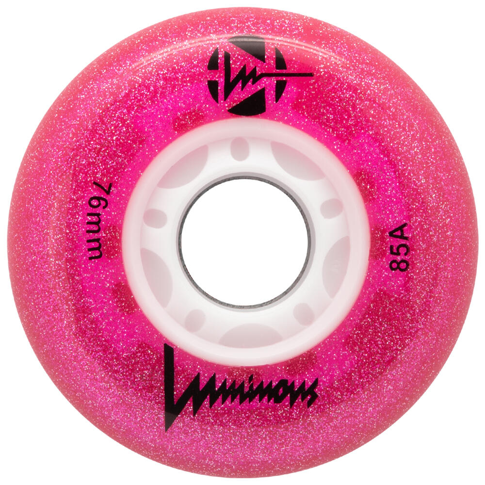 LUMINOUS LED LIGHT UP INLINE SKATE WHEELS PINK GLITTER 76 MM – SET OF 4 2/6